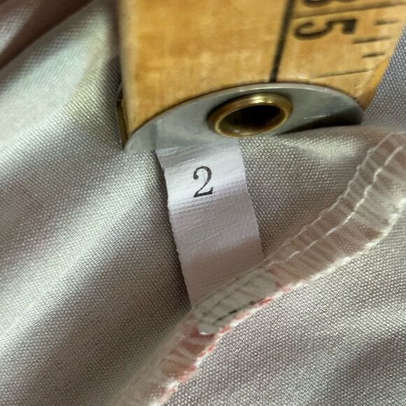 NO BRAND Cowl Watercolor Maximalist Dress Cream Red Split Hem Size 2 XS Small - Picture 5 of 7